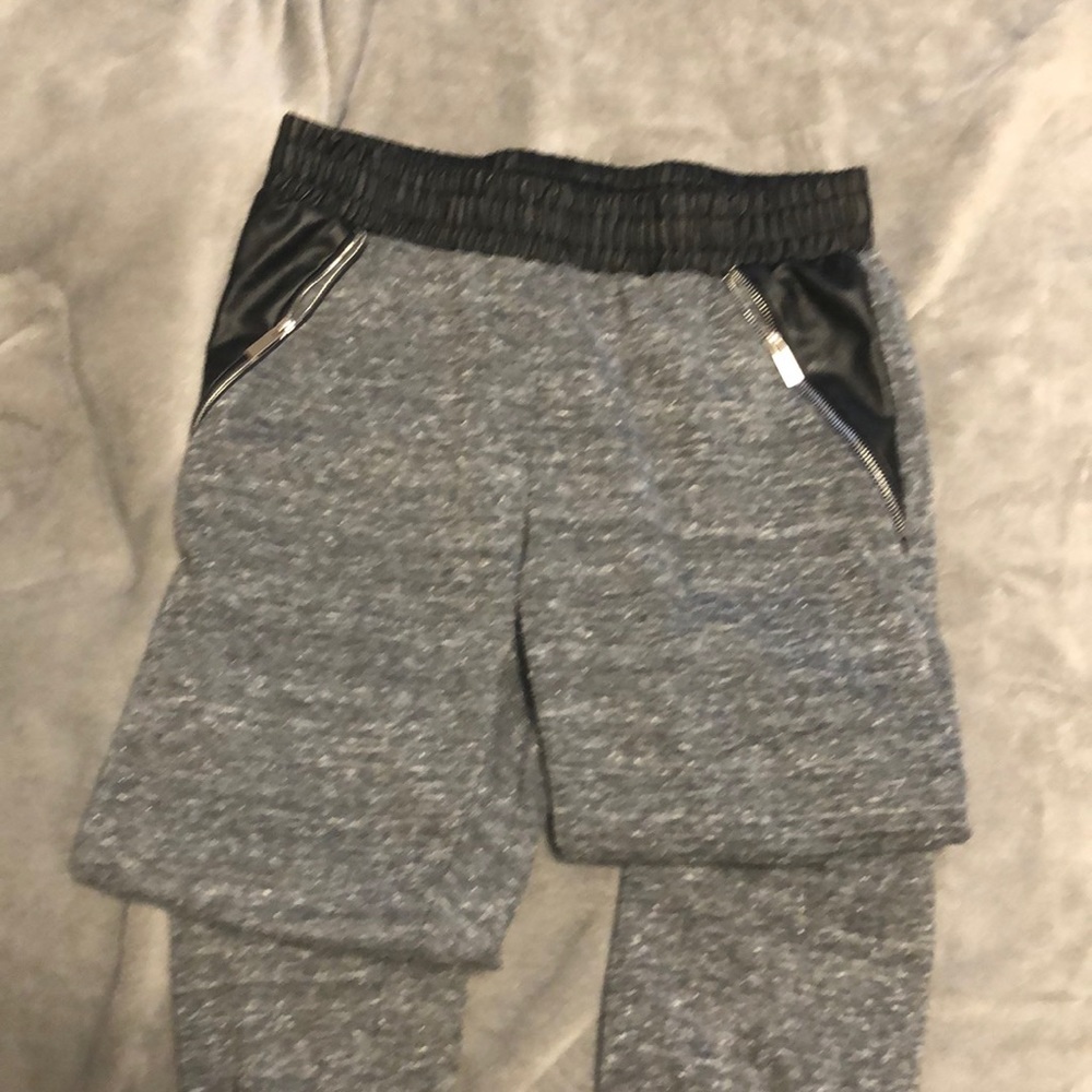 Faux leather trim joggers
